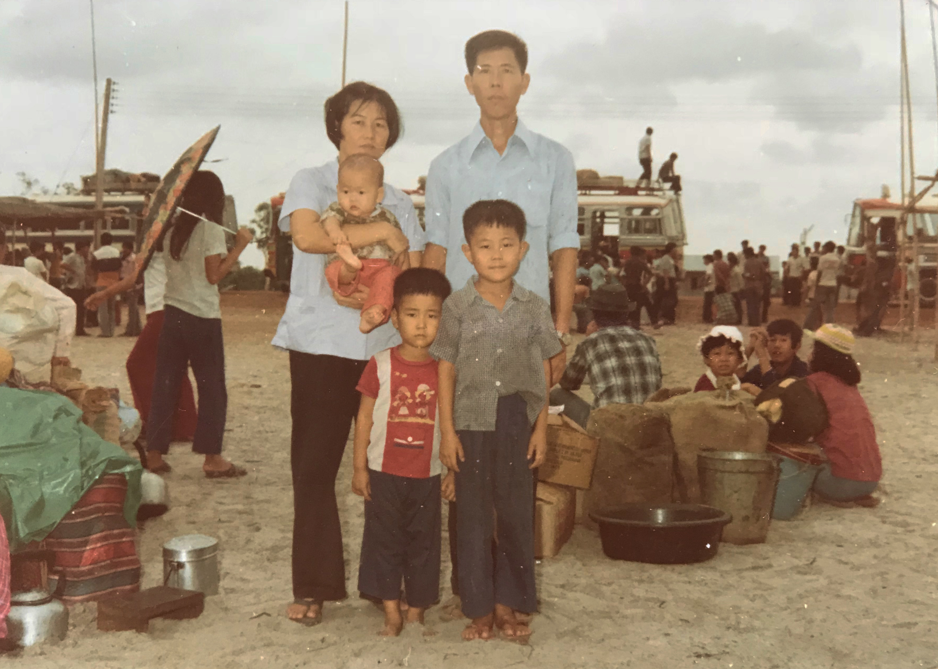My family at the Thai refugee camp where we lived before starting our new life in Australia.