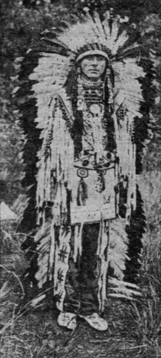 Edgar Laplante posing as Chief White Elk, c.1918.